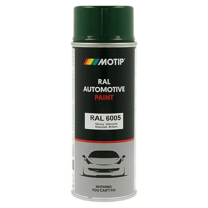 Motip Sprühlack - RAL 6005, Glänzend, 400 ml - Dose Motip RAL 6005 Autolack, glänzend für perfekte Lackierungen und Ausbesserungen am Auto. Nichts, was man nicht reparieren kann.
