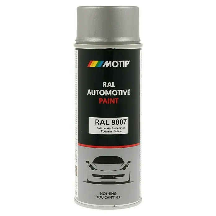 Motip Sprühlack - RAL 9007, Seidenmatt, 400 ml - Dose Motip RAL 9007 Automobil-Lack, Satin matt, ideal für Ausbesserungen und Lackierungen am Auto. Nichts, was man nicht reparieren kann.