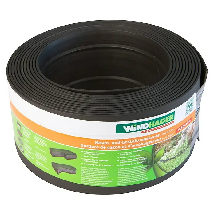 Windhager Rasenkante - L x H: 8 m x 12,5 cm, Kunststoff - Rollrasenkante aus Kunststoff von Windhager, 12,5 cm x 8 m. Die Rasenkante ist flexibel, stabil und frostsicher für den Garten.