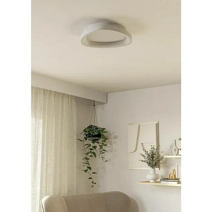 Eglo LED-Deckenleuchte rund Loretello-Z - 12 W, Ø x H: 35 x 7,5 cm, Weiß, Neutralweiß - Moderne Deckenleuchte in Weiß, kreisförmiges Design, sorgt für stilvolle Beleuchtung. Perfekt für Wohnräume.