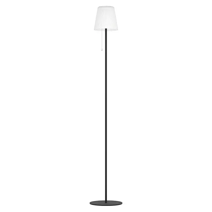 Eglo Solar-Stehleuchte Scordiano-L - Schwarz/ Weiß, IP20, Ø x H: 13 x 120 cm - Elegante Stehlampe mit plissiertem Lampenschirm in Weiß und einem schlanken, dunklen Gestell. Die Leuchte sorgt für eine angenehme Beleuchtung im Raum.