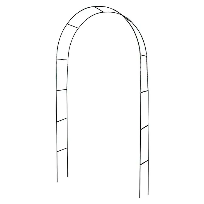 Rosenbogen - 230 cm x 140 cm x 37 mm, Grün, Stahl - Eine dunkle Gartenlaube aus Metall, ideal als Rankhilfe für Pflanzen oder als dekorativer Eingangsbereich im Garten.