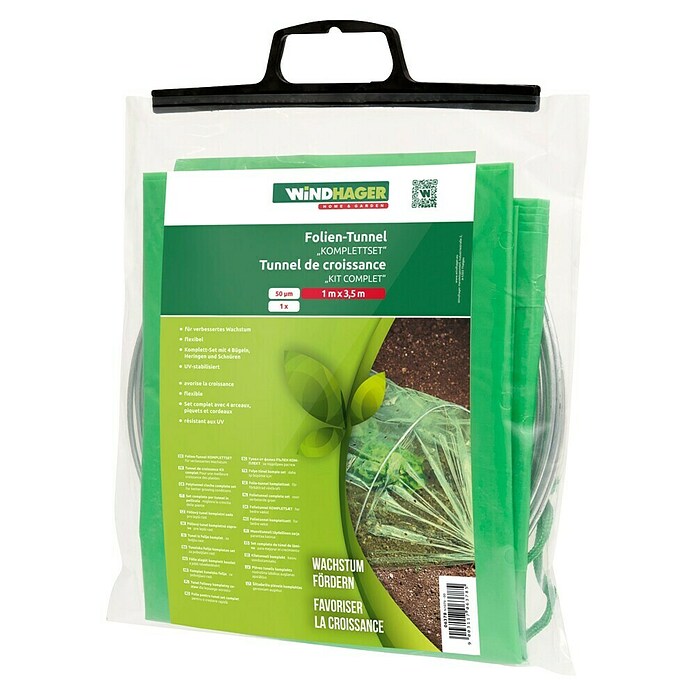 Windhager Folientunnel Komplettset (L x B: 3,5 x 1 m, Grün)