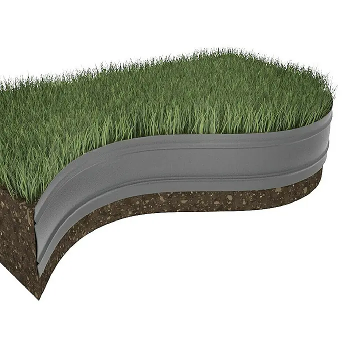 Windhager Rasenkante - L x H: 8 m x 12,5 cm, Kunststoff - Rasenkante aus grauem Kunststoff, die Rasen und Boden trennt. Ideal für Garten- und Landschaftsbau.