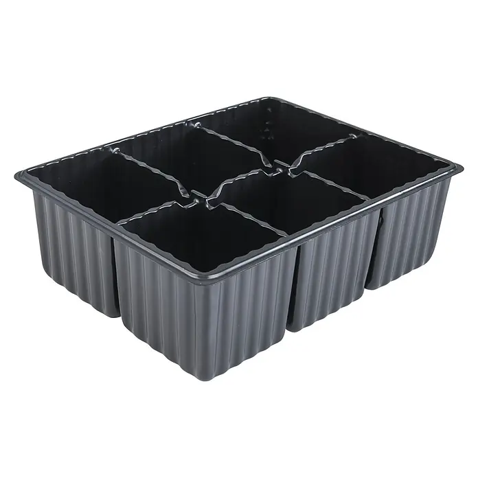 Windhager Anzuchttopf - L x B x H: 17,5 x 13,5 x 5,5 cm, Schwarz, 4x6 Töpfe - Schwarze Pflanzkiste mit sechs Fächern und gerillten Seitenwänden, ideal für die Anzucht von Sämlingen oder Kräutern im Garten.