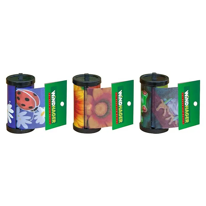 Windhager Fliegenfalle Roll-Up - 3 Stk. - Drei Windhager Windspiele mit Marienkäfer-, Blumen- und Froschmotiven für den Garten.