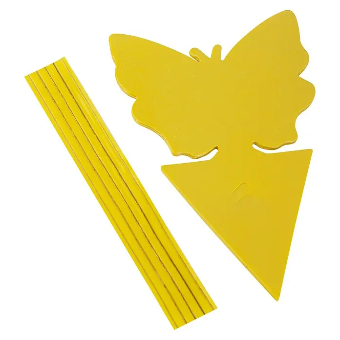 Windhager Gelb-Sticker Schmetterling - 10 Stk. - Gelbe Leimfallen in Schmetterlingsform zum Abfangen von Insekten, geeignet für den Innen- und Außenbereich.