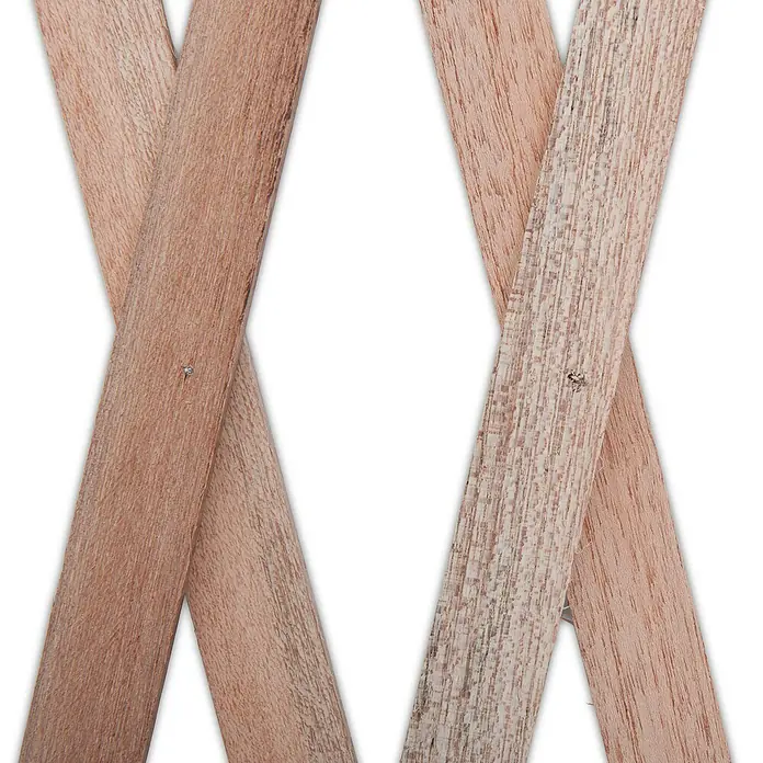 Windhager Faltspalier - B x H: 180 x 60 cm, Holz, Natur - Nahaufnahme eines Holzspaliers mit gekreuzten Latten, befestigt mit kleinen Nägeln, zeigt die natürliche Holzstruktur.