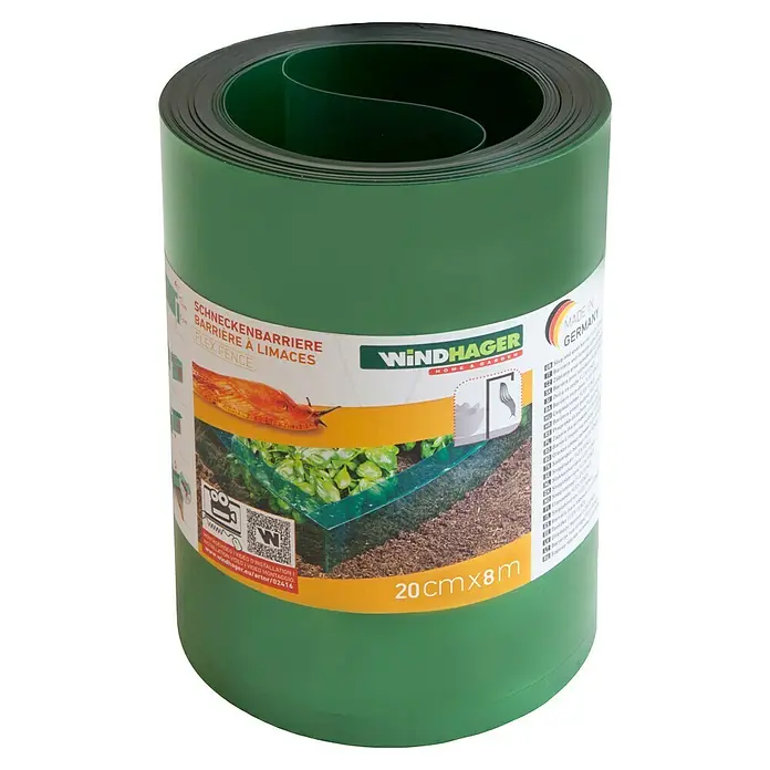 Windhager Schneckenband - L x H: 8 m x 20 cm, Kunststoff, Grün/Transparent - Schneckenbarriere von Windhager, flexibler Schneckenzaun, 20 cm hoch und 8 m lang, ideal zum Schutz von Pflanzen im Garten.