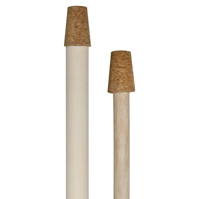 Windhager Rosenkugel-Stab - Länge: 150 cm, Natur, Holz, Kork - Zwei Holzstäbe mit Korkenstopfen. Die Korken sind konisch und haben eine natürliche Korkfarbe. Die Stäbe sind aus hellem Holz gefertigt.