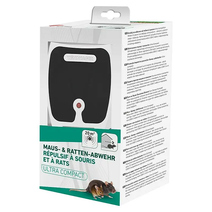 Windhager Ratten- & Mäusebekämpfung Ultra Compact - L x B x H: 5,6 x 8 x 9 cm - Windhager Ultra Compact Maus- und Rattenabwehr. Das Gerät vertreibt Nager mit Ultraschall und ist ungefährlich für Menschen und Haustiere.