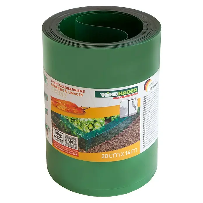 Windhager Schneckenband - L x H: 14 m x 20 cm, Kunststoff, Grün/Transparent - Eine Rolle Windhager Schneckenbarriere Flex Fence, ein grüner Schutzwall für den Garten, hält Schnecken von Pflanzen fern.