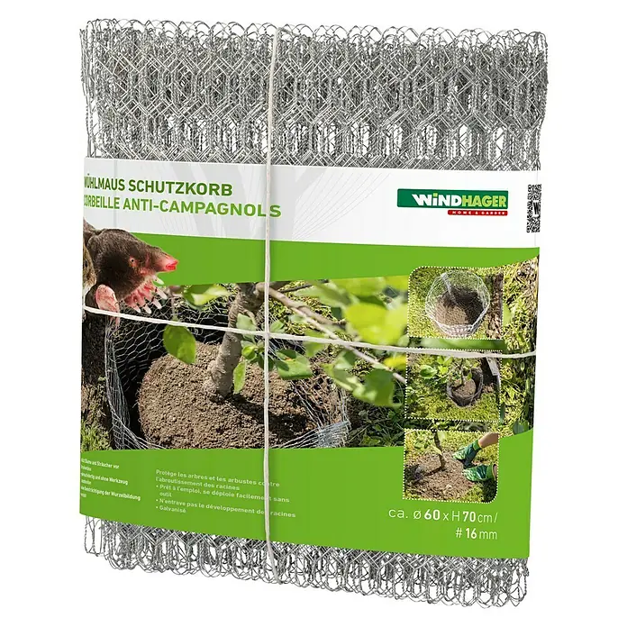 Windhager Wühlmauskorb - Ø x H: 60 x 70 cm - Ein Wühlmausschutzkorb von Windhager, der junge Pflanzen vor Wühlmäusen schützt und das Wachstum nicht behindert.