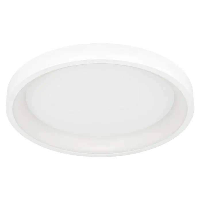 Eglo LED-Deckenleuchte rund Loretello-Z - 19,6 W, Ø x H: 35 x 7,5 cm, Weiß, RGBW - Nahaufnahme einer runden, weißen Deckenleuchte, die ein gleichmäßiges, helles Licht verbreitet und sich ideal für moderne Innenräume eignet.