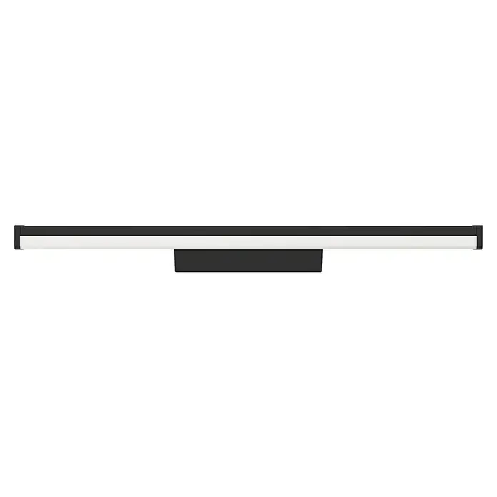 Eglo connect.z LED-Spiegelleuchte Regello-Z - 12 W, L x B x H: 60 x 13 x 4 cm, Schwarz, RGBW - Nahaufnahme einer modernen, schwarzen Wandleuchte mit einem weißen, horizontalen Lichtelement für stimmungsvolle Beleuchtung.