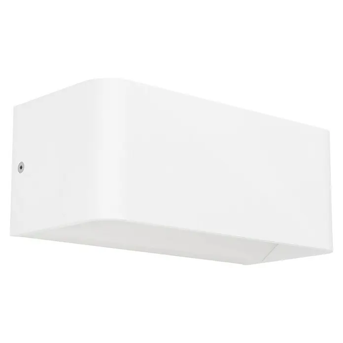 Eglo LED-Außenwandleuchte Sania-Z - 10 W, 20 x 20 x 8 cm, Weiß, IP20 - Nahaufnahme einer modernen, weißen Wandleuchte mit minimalistischem Design, ideal für stilvolle Innenräume und eine elegante Beleuchtung.