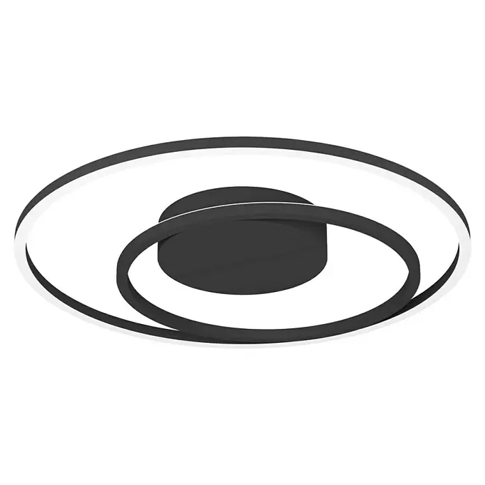 Eglo LED-Deckenleuchte rund Calagrano-Z - 21,5 W, Ø x H: 45 x 3,5 cm, Schwarz, RGBW - Ein kreisförmiges Deckenleuchte-Design mit zwei Ringen in Schwarz und Weiß, das ein modernes Ambiente in jeden Raum bringt.