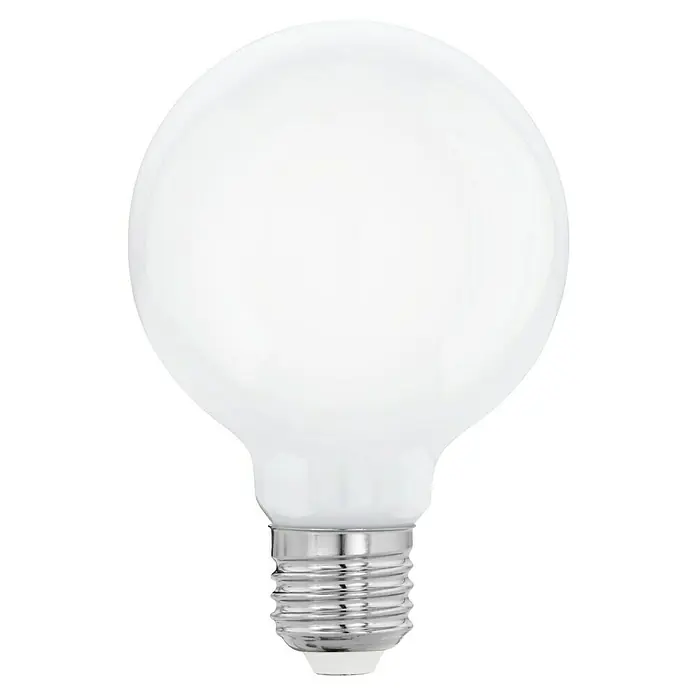 Eglo connect.z Smart-LED-Lampe LM - E27, Dimmbar, RGBW, 806 lm, 7,5 W, G80, 1 Stk. - Nahaufnahme einer G95 LED Lampe mit mattem Finish und E27 Schraubsockel, ideal für stimmungsvolle Beleuchtung.