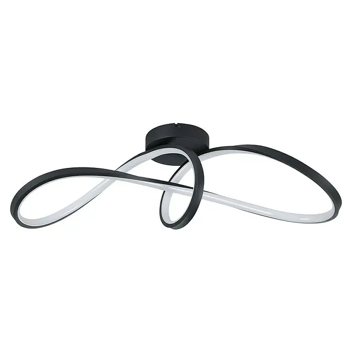 Eglo LED-Deckenleuchte Calarossa-Z - 22 W, L x B x H: 70 x 23 x 20,5 cm, Schwarz, RGBW - Elegante Deckenleuchte mit geschwungenem Design und LED-Beleuchtung in Schwarz und Weiß für moderne Innenräume.