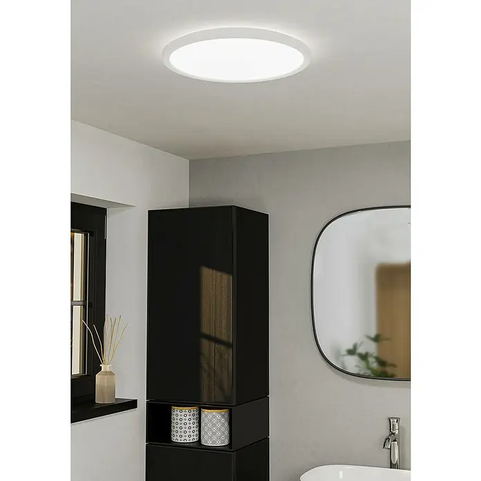Eglo LED-Deckenleuchte Rovito - 18,9 W, Ø x H: 39 x 3 cm, Weiß, Warmweiß - Eine moderne Badezimmerleuchte an der Decke, die das Badezimmer hell und einladend macht. Das perfekte Licht für jeden Morgen.