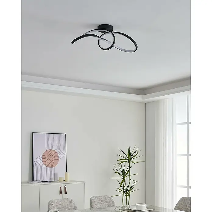 Eglo LED-Deckenleuchte Calarossa-Z - 22 W, L x B x H: 70 x 23 x 20,5 cm, Schwarz, RGBW - Elegante Deckenleuchte in Schwarz und Weiß. Das geschwungene Design der modernen Deckenleuchte sorgt für stilvolle Beleuchtung im Raum.