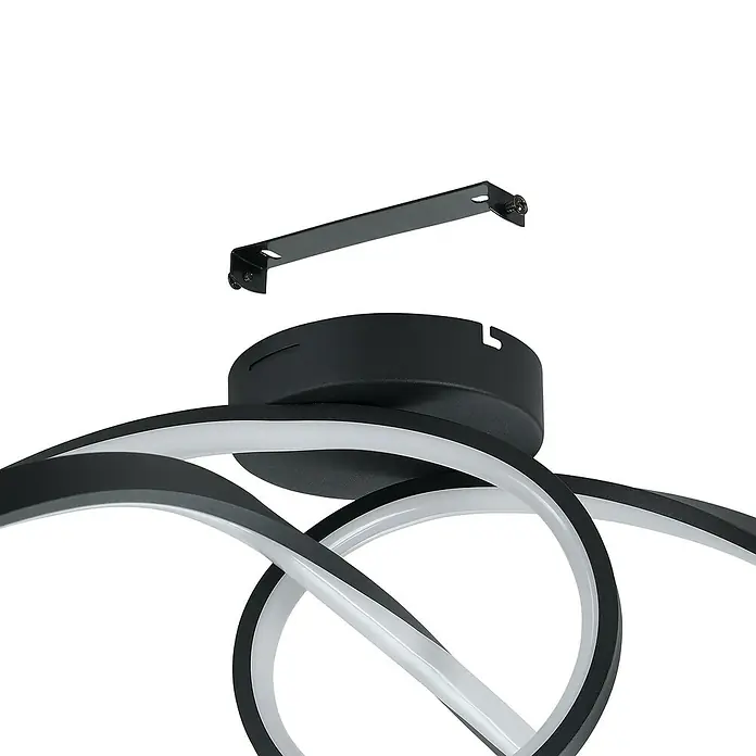 Eglo LED-Deckenleuchte Calarossa-Z - 22 W, L x B x H: 70 x 23 x 20,5 cm, Schwarz, RGBW - Moderne LED-Deckenleuchte mit geschwungenem Design und Montagehalterung für einfache Installation. Elegante Beleuchtungslösung.
