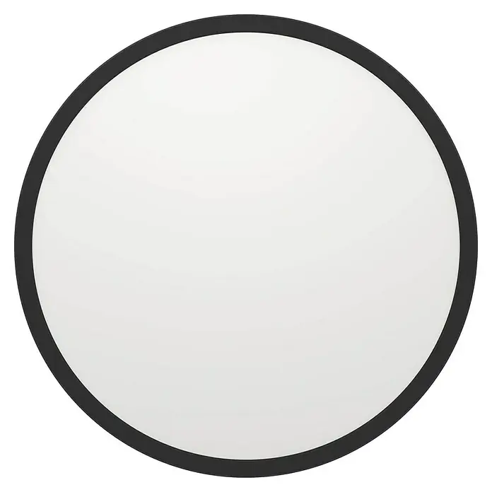 Eglo connect.z LED-Panel rund Rovito-Z - 20 W, Ø x H: 50 x 3,2 cm, Schwarz, RGBW - Eine Nahaufnahme einer runden Deckenleuchte mit einem schwarzen Rahmen und einer weißen Lichtfläche, ideal für modernes Wohnambiente.