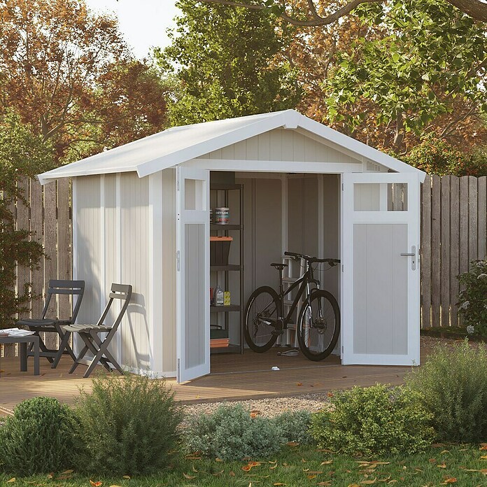 Grosfillex Caseta para jardín Utility (Medidas ext. (An x Pr): 295 x 261 cm, Plástico, Verde grisáceo) | BAUHAUS
