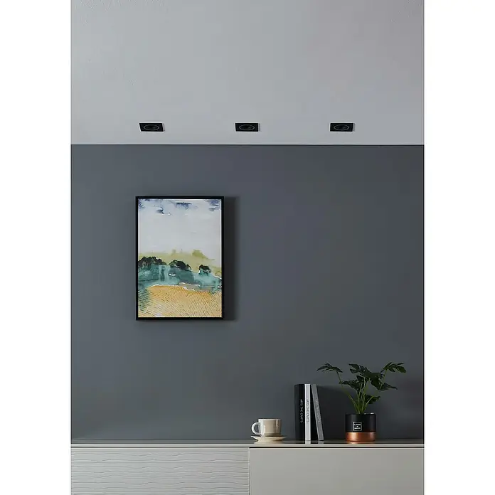 Eglo Connect LED-Einbauleuchte Carosso-Z - 4,7 W, L x B x H: 9,3 x 9,3 x 9 cm, Schwarz, RGBW - Wanddeko mit Gemälde und Pflanzen, minimalistisch und modern. Quadratische Deckenleuchten sorgen für eine angenehme Beleuchtung im Raum.
