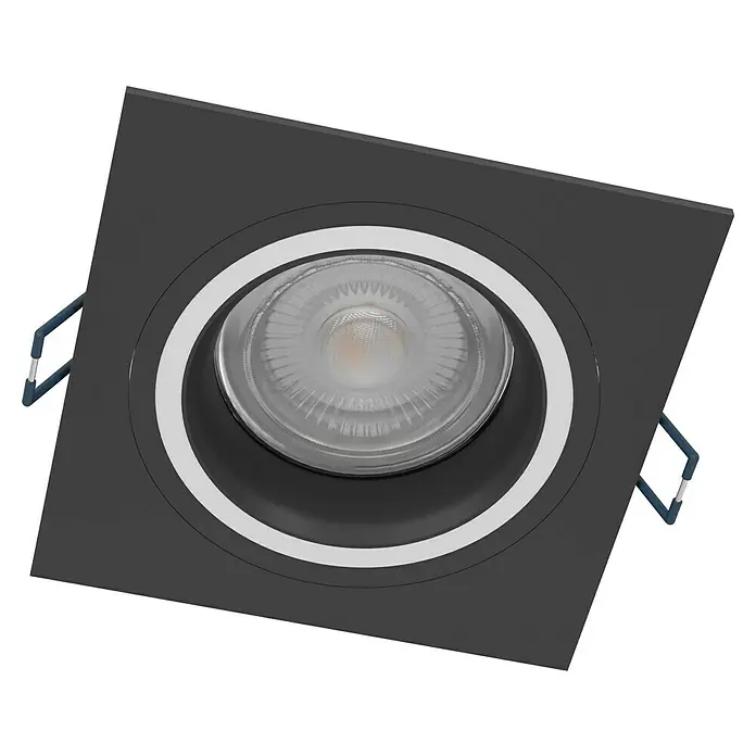 Eglo Connect LED-Einbauleuchte Carosso-Z - 4,7 W, L x B x H: 9,3 x 9,3 x 9 cm, Schwarz, RGBW - Quadratische, schwarze LED-Einbauleuchte mit weißem Ring und zentraler Lichtquelle für moderne Innenräume.