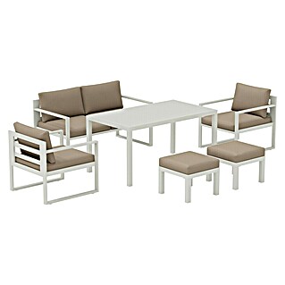 Sunfun Conjunto de muebles Adele (6 pzs., Aluminio/Poliéster, Blanco)