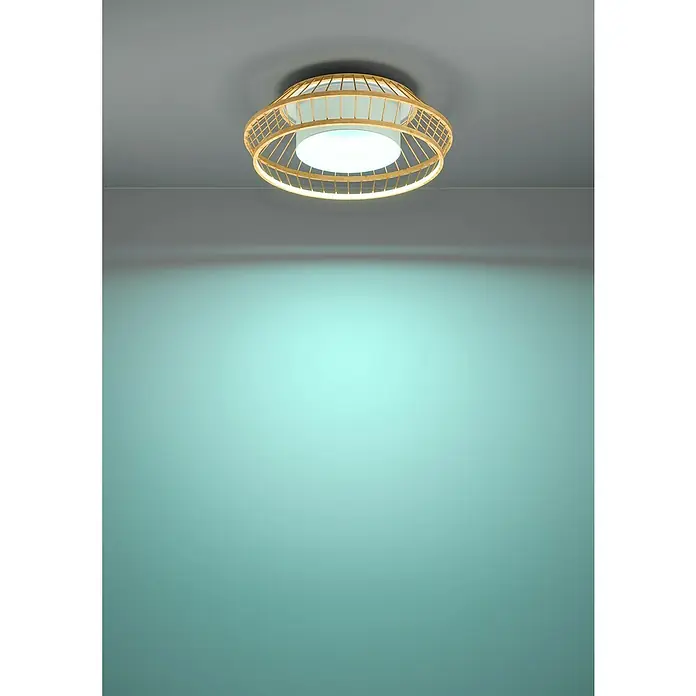 Eglo LED-Deckenleuchte rund Yuku-Z - 22 W, Ø x H: 46 x 16 cm, Bambus, Neutralweiß - Diese Deckenleuchte aus Bambusgeflecht mit warmem Licht ist eine stilvolle und natürliche Beleuchtung für jeden Raum. Das Design sorgt für eine angenehme Atmosphäre.