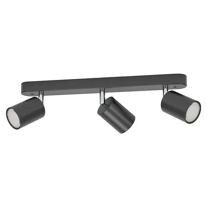 Eglo Connect Wand- & Deckenspot Adfira-Z - Ø x H: 5,5 x 9 cm, Schwarz, chrom - Deckenleuchte mit drei Strahlern.