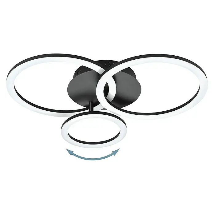 Eglo connect.z LED-Deckenleuchte PARRAPOS-Z - L x B x H: 545 x 445 x 90 mm, Dimmbar - Diese Deckenleuchte besticht durch ihr modernes Design mit drei ineinander verschlungenen Ringen, die ein angenehmes, indirektes Licht erzeugen.