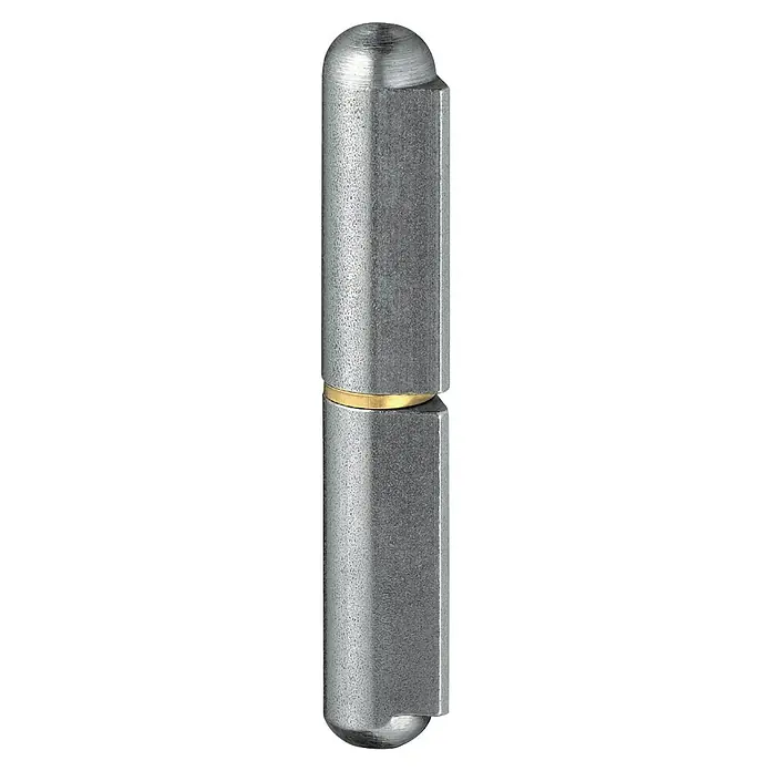 Simonswerk Türband - Länge: 45 mm, Durchmesser Rolle: 10 mm, Stahl - Nahaufnahme eines Türbands aus Metall mit einem goldenen Ring in der Mitte, das seine robuste Konstruktion und Funktionalität hervorhebt.