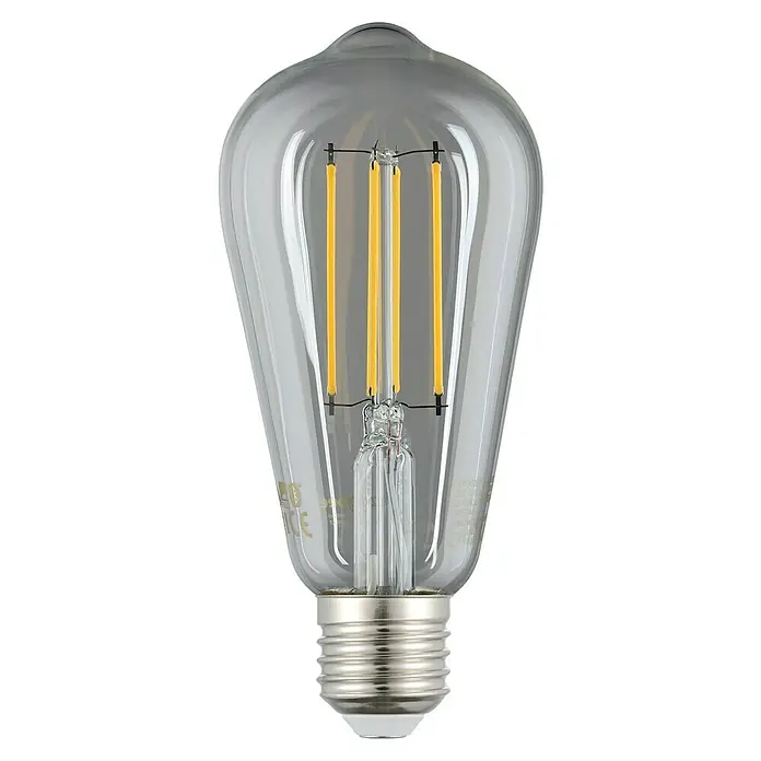 Eglo connect.z Smart-LED-Lampe ST64 - E27, Dimmbar, Warmweiß, 806 lm, 6 W - Nahaufnahme einer Edison-Glühbirne mit klarem Glas und sichtbaren Filamenten, die ein warmes, einladendes Licht ausstrahlt.