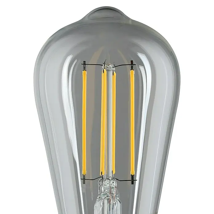 Eglo connect.z Smart-LED-Lampe ST64 - E27, Dimmbar, Warmweiß, 806 lm, 6 W - Nahaufnahme einer klaren Edison-Glühbirne mit sichtbaren Glühfäden und modernem Design.