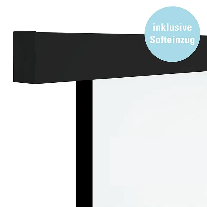 Diamond Doors Black Edition Schiebetür-Komplettset Jubidoor Wood Black - 935 x 2.058 mm, Weiß, Schwarz, Wabe - Produktansicht eines Schwebetürenschranks in Schwarz und Weiß mit Soft-Close-Funktion für sanftes Schließen der Türen.