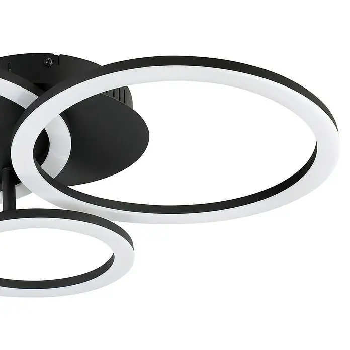 Eglo connect.z LED-Deckenleuchte PARRAPOS-Z - L x B x H: 545 x 445 x 90 mm, Dimmbar - Moderne LED-Deckenleuchte mit schwarzen Ringen und weißem Licht. Elegante Beleuchtung für jeden Raum.