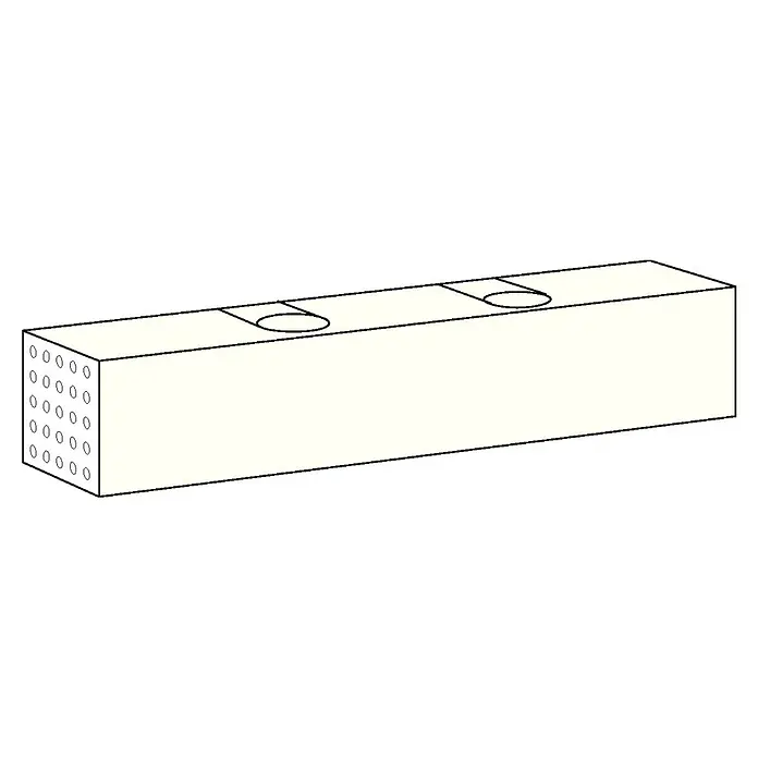 dormakaba Türschließer TS 92 G - Silber, Max. Türbreite: 1.100 mm - 3D-Illustration eines cremefarbenen, rechteckigen Balkens mit Löchern an einer Seite und zwei Aussparungen an der Oberseite.