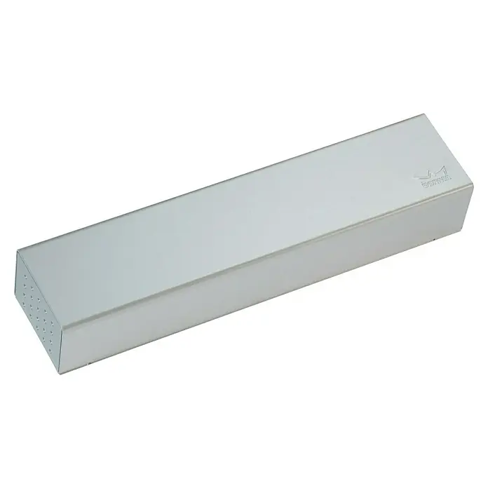 dormakaba Türschließer TS 92 G - Silber, Max. Türbreite: 1.100 mm - Metallischer, rechteckiger Türschliesser mit einem Dormakaba-Logo, geeignet für moderne Inneneinrichtungen und Eingangsbereiche.