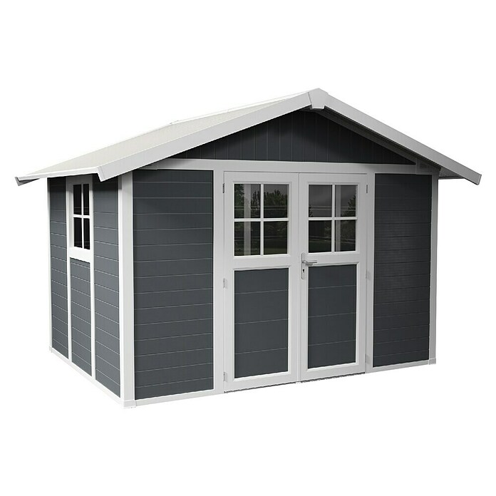 Grosfillex Caseta para jardín Deco (Medidas ext. (An x Pr): 370 x 298 cm, Plástico, Gris oscuro, 7,5 m²) | BAUHAUS