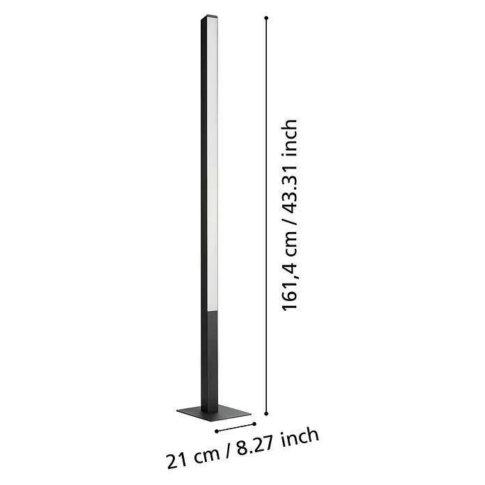 Eglo connect.z LED-Stehleuchte Simolaris-Z - 35 W, Höhe: 161,5 cm, RGB - Abbildung einer modernen LED-Außenleuchte mit Abmessungen.