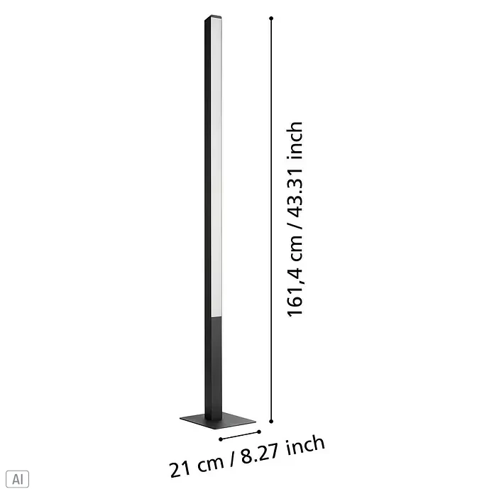 Eglo connect.z LED-Stehleuchte Simolaris-Z - 35 W, Höhe: 161,5 cm, RGB - Abbildung einer modernen LED-Außenleuchte mit Abmessungen.