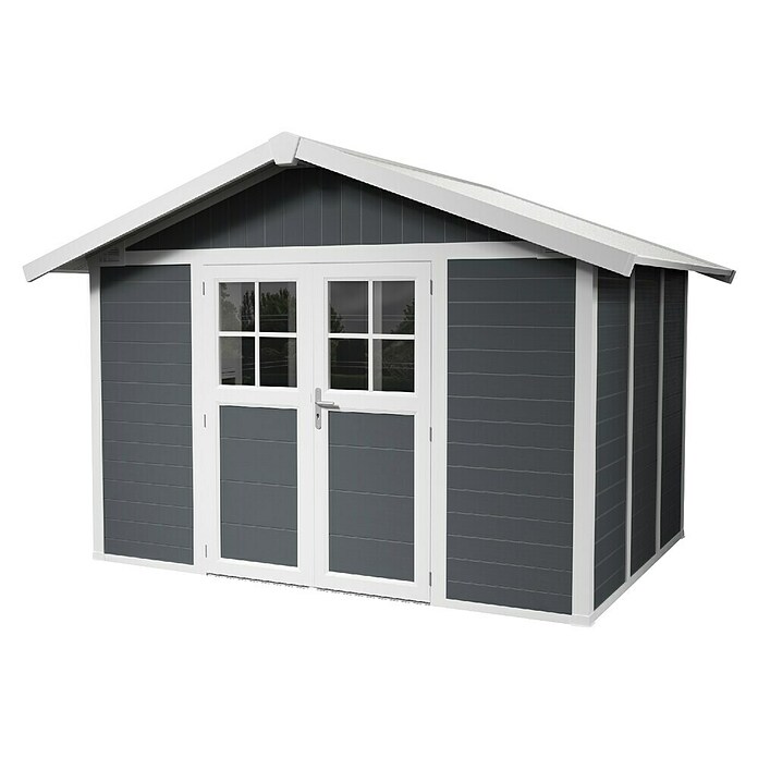 Grosfillex Caseta para jardín Deco (Medidas ext. (An x Pr): 370 x 298 cm, Plástico, Gris oscuro, 7,5 m²) | BAUHAUS