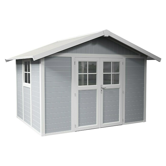 Grosfillex Caseta para jardín Deco (Medidas ext. (An x Pr): 370 x 298 cm, Plástico, Gris claro, 7,5 m²) | BAUHAUS