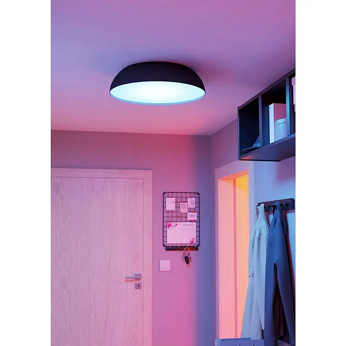 Eglo Connect LED-Deckenleuchte rund Tollos-Z - Ø x H: 55 x 13 cm, Schwarz, Weiß, RGBW - Stilvolle LED-Deckenleuchte in einem modernen Interieur, die mit ihrem weichen Licht eine angenehme Atmosphäre schafft. Ideal für Flure.