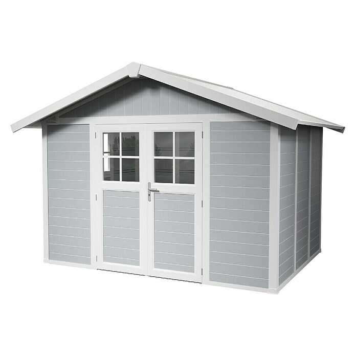 Grosfillex Caseta para jardín Deco (Medidas ext. (An x Pr): 370 x 298 cm, Plástico, Gris claro, 7,5 m²) | BAUHAUS