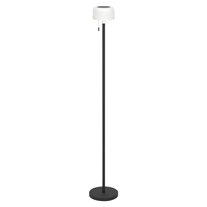 Eglo Solar-Stehleuchte Montapalma-L - Schwarz, IP44, Ø x H: 15 x 140 cm - Stehleuchte mit weißem Lampenschirm und schlankem, dunklem Ständer. Ideal für modernes Wohnambiente.
