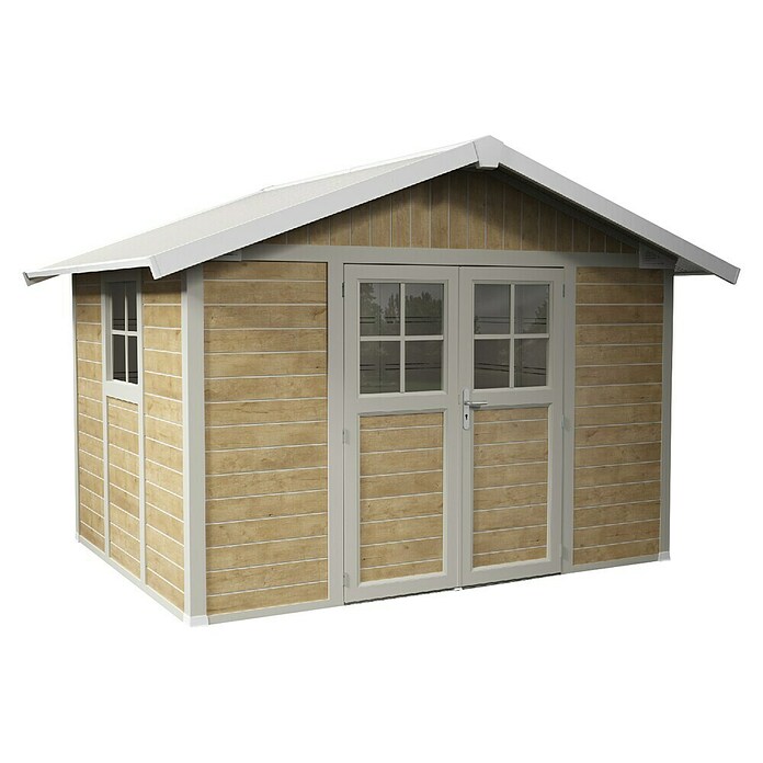 Grosfillex Caseta para jardín Deco (Medidas ext. (An x Pr): 370 x 298 cm, Plástico, Beige/Blanco, 7,5 m²) | BAUHAUS